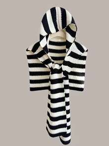 女士纯色针织围巾帽套装，新款时尚拉法帽，休闲百搭保暖围脖披肩针织帽，秋冬防寒保暖帽，适合日常佩戴 - MZ1510 - 查看 16