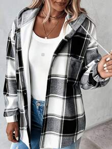 Fall & Winter Must-Have Hooded Wear,Cardigan For Women,Tall Curve Women Clothes,Vacation Outfits Women,Going Out Tops Women,Going Out Tops,Christmas - Black - View 5