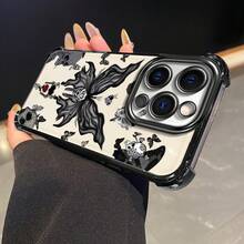 Funda de teléfono gruesa de cuatro esquinas compatible con 14 PRO PLUS, patrón de sueño de calavera y mariposa, marco de TPU electrochapado, funda de protección completa transparente con airbag, adecuada para chicas, protección de teléfono, funda a prueba de golpes, patrón de moda, diseño de mariposa, material duradero, impresión, accesorios de moda, usuario de moda - Colores mixtos - Ver 2