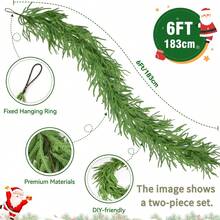 1 pieza 180cm (5.9ft) Guirnalda/Corona de Navidad artificial flexible: Pino/Eucalipto/Cedro realista, sin desprendimiento, resistente a los rayos UV, bajo olor | Apto para uso interior/exterior - Excelente para envolver la repisa de la chimenea/árbol de Navidad/barandilla/puerta principal y hacer coronas de Navidad (fácil de cortar) | Guirnalda/Corona de Navidad flexible para chimenea, puertas y árboles de Navidad - Verde - Ver 4