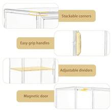 Acrylic Display Case For Collectibles, Clear Storage Bin With 3 Adjustable Layers And 1 Removable Divider, Stackable Clear Storage Box With Magnetic Door For Figures, Home Or Office,Large,L-1Pack - L-1包裝 - 查看 4
