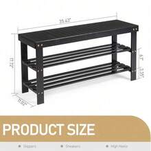3-Tier Seamless Top Bamboo Shoe Rack - Sturdy Space-Saving Shoe Organizer For Entryway Hallway Closet Bedroom Use - Mặc định - Xem 7