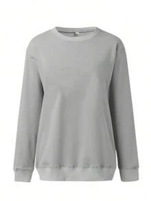 Plush Brushed Fleece Sweatshirt For Women - Relaxed Fit Fall Winter Top Women's All-Day Comfort Crew Neck Pullover - Soft Stretch Long-Sleeve Sweatshirt Wrap-Me-Up" Soft Crew Neck Sweatshirt | Women's Lazy-Day Essential (Multiple Hues) Dreamy Soft Crew Neck Pullover - Women's Versatile Casual Sweatshirt For Cool Days Women's Super Soft Crew Neck Sweatshirt - Warm Long-Sleeve Pullover (6 Colors) Relaxed Fit Brushed Fleece Sweatshirt - Women's Comfortable Fall Winter Top  Casual    Daily  Home - 灰色 - 查看 7