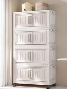 Collapsible Stackable Storage Bins With Lids - Versatile Toy Storage Containers & Plastic Storage Containers For Garage Storage, Aesthetic Home Decor Organization System For Bedroom Bathroom Kitchen Office Dorm, Foldable Storage Bins For Clothing Shoes Books Daily Essentials & Travel Use - 白色 - 查看 3