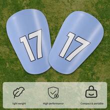 1 par de espinilleras de entrenamiento de fútbol mini azul n.º 17, almohadillas de entrenamiento para partidos - reutilizables, cómodas de llevar, duraderas - Multicolor - Ver 13