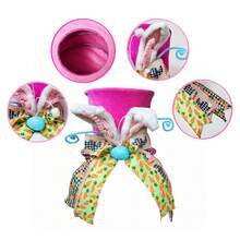 1个粉色树顶兔耳朵礼帽，带蝴蝶结和彩蛋装饰，复活节主题家居派对装饰，春夏家居装饰 - 粉紅 - 查看 2