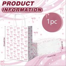 20pcs Pink Bow Gift Bags With Handles, Suitable For Baby Shower, Wedding, Girl's Party, Bow Theme Party, Birthday Party, Bridal Shower, 8.3 X 5.9 X 3.1 Inches (White, Small Bow) - Multicolor - View 8