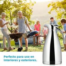 Luvan Cafetera Térmica 2 L Jarra Térmica para Café de Acero Inoxidable Tetera y Termo para Agua Caliente con Cepillo Doble Pared de Vacío Mantiene Caliente/Conserva Frío hasta 12 Horas - Plata - Ver 2