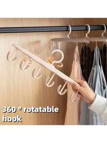 5pcs Rotating Hook Rack, Space Saving, Wavy Clothes Drying Rack, Multi-Functional Hanger, Suitable For Home/Dorm, Great Gift For Relatives, Family, Friends, Teachers, Classmates, Also Suitable For Travel, Outdoor Activities, Camping, Parties, Beach Vacations, Decoration, Storage & Organization, Can Hang Dresses, Pants, Shoes, Jeans, Boots, Skirts, Tops, Spring Minimalist Style, Summer - Multicolor - View 3