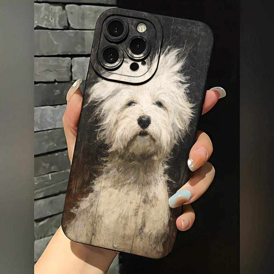 2026 nueva funda de teléfono esmerilada, funda de teléfono con impresión de perro y texto para 17 15 Pro Max, 17 14 Pro, 17 13, 17 12, protector de teléfono Galaxy S23 S22 S21, regalo de funda de teléfono para pareja, regalo de San Valentín o cumpleaños para novio o novia - Blanco antiguo - Ver 1