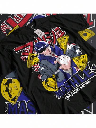 1pc Camiseta Deportiva de Algodón para Mujeres 'Mashle Anime T-Shirt - Camiseta de Manga Magia y Músculos con Crema, Camiseta Casual de Cuello Redondo para Fans, Todas las Tallas Disponibles (Ropa)