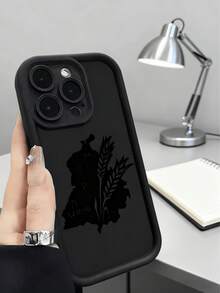 1pc Creative Cool Black Leaf Map Pattern Phone Case, IMD Shock-Proof Anti-Slip Protective Cover, Compatible With IPhone 16/11/13/15/15 Plus/15 Pro/15 Pro Max/12/14 Pro Max/11 Pro Max/12 Pro/12 Pro Max/13 Pro/13 Pro Max/14 Pro/14 Plus And Galaxy - Black - View 4