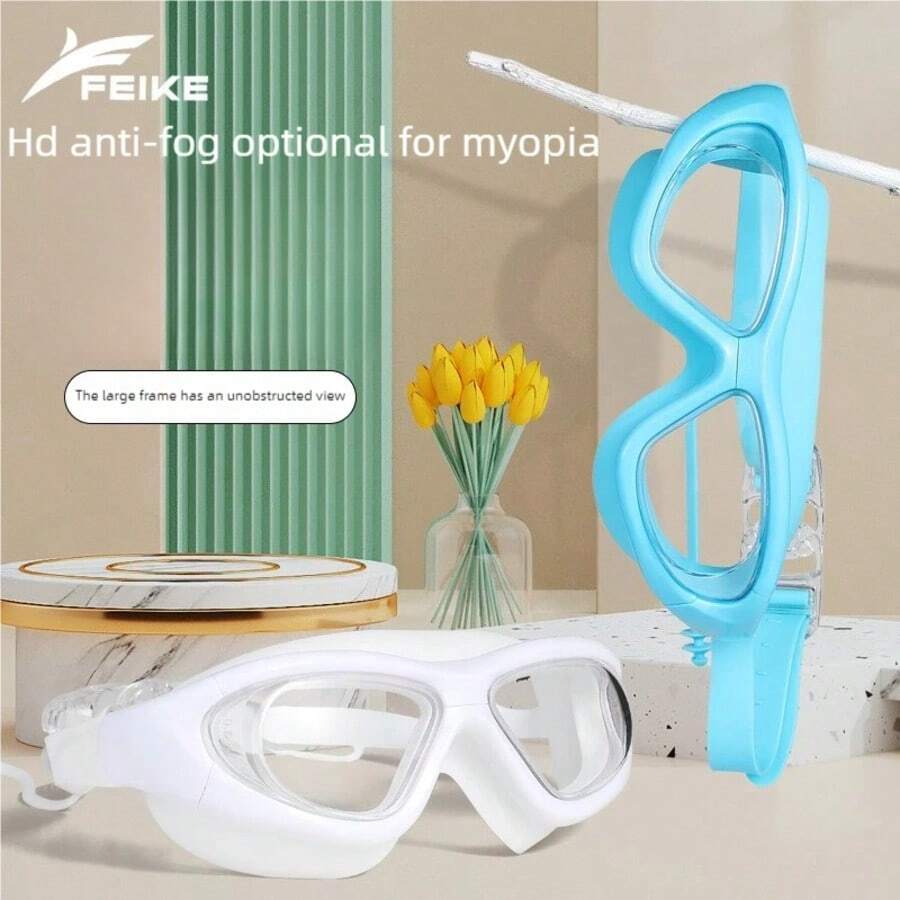 Premium Integrated Earplug Style Unisex Adult Anti-Fog Waterproof Swimming Goggles - Multicolor - View 1