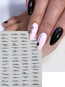 4pcs Letter Nail Art Stickers, Gold, Silver, Black, White Holographic Self-Adhesive Decals, DIY Nail Art Accessories Tools, Nail Supplies Nails - Multicolor - View 2