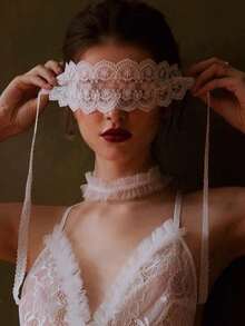 1pc Black Lace Veil Mask, Hollow Out Eye Mask, Cute Lace Face Mask For Halloween, Christmas, Thanksgiving Party, Masquerade - Multicolor - View 7