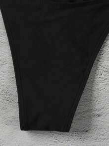 Polovedo Official Solid Color Strap Sexy Women's Bikini Swimsuit, Valentine's Day - Black - View 4