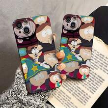 Funda para teléfono con collage de personajes de South Park, compatible con teléfonos ,  17,  16 Pro Max,  15 Pro Max,  13 y  12. Fabricada en TPU, ofrece protección contra golpes y caídas. Perfecta para fans, familiares, amigos, regalos de cumpleaños y festividades, o para quienes aman el humor y la nostalgia. - Negro - Ver 5