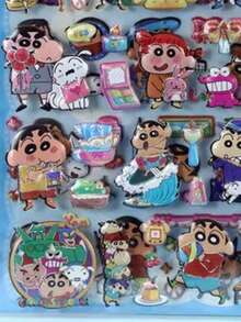 蜡笔小新大号双层贴纸：Gukha，Y2K，晶莹剔透，可重复粘贴/自粘，氛围甜美少女风/极简美学/蝴蝶/动物图案，适用于手机、笔记本、水瓶、汽车、DIY手账等，烫金双层贴纸：创意可爱装饰贴纸。（部分款式可能存在色差，随机发货） - 彩色 - 查看 3