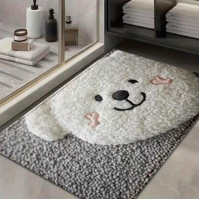 1ชิ้น พรมเช็ดเท้าไมโครไฟเบอร์ลายหมีสีขาวขนาดเล็ก, พรมปูพื้นห้องน้ำกันลื่นและนุ่มพิเศษ, พรมเช็ดเท้า, เสื่อซับน้ำในห้องน้ำ, ซักเครื่องได้, ขนสั้น, แผ่นรอง TPR, ผ้าถัก, สำหรับห้องน้ำ, ห้องนอน, ห้องครัว, ทางเข้า, ใช้ในร่มและกลางแจ้ง, อุปกรณ์และของตกแต่งห้องน้ำ, ของขวัญขึ้นบ้านใหม่ที่สมบูรณ์แบบ
