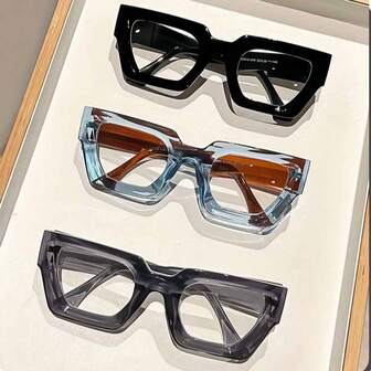 1 par klassiska retro geometriska bågar transparenta linser unisex datorglasögon, glasögon