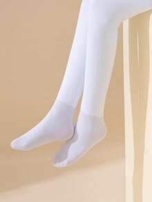2/1 Pair Girls/Kids/Toddlers Solid Color Leggings/Tights, White, Black, Stirrup Tights, Thermal Lined Pants, Versatile Stirrup Leggings, Smooth, Soft, Skin-Friendly, Suitable For School, Princess, Cute Styles, Ideal For Spring, Autumn, Winter Daily Wear - Multicolor - View 4