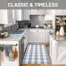 IOHOUZE Buffalo Plaid Checkered Rug 3x5 Ft Front Door Mats, Washable Area Rugs For Front Porch Decor, Spring Summer Welcome Mats Outdoor, Gray White Rug For Farmhouse/Entryway/Home Entrance,One-Size,GreyandWhite3x5Rectangular - GreyandWhite3x5Rectangular - View 4