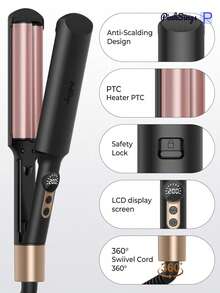 PinkSings Waver 卷发棒，带液晶显示屏，20mm 离子陶瓷双管卷发器，5 档可调温度，防烫伤，快速加热，打造宽大深波浪卷发 - 英規插(220-240V) - 查看 10