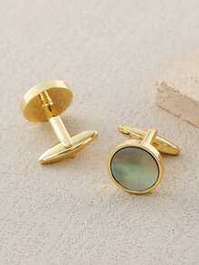 Fashionable Copper Material Shell Series Flat Men's Cufflinks, Personalized Business Minimalist Long Suit Decoration, Versatile Street Style Accessory - Shell Cufflinks - View 21
