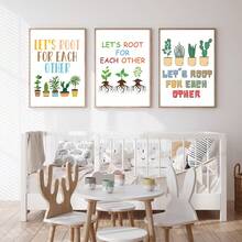 1/4件装 “让我们互相支持”校园励志帆布海报。返校季墙面装饰。非常适合学校墙壁、走廊、食堂和办公室走廊的装饰。家居装饰和墙面艺术！室内装饰。房间装饰美学，可选画框 - 彩色 - 查看 12