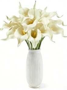 50支/30支/20支/10支/22支/18支/5支/1支 米色仿真花，丝绸莲花，13.4英寸（约34厘米），适用于母亲节、复活节、家居、厨房和婚礼装饰，新娘捧花、胸花、腕花、婚礼拱门、派对装饰、礼品包装、餐厅中心装饰。 - 彩色 - 查看 5