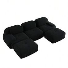 Sofas & Couches - Black + Corduroy + 3 Seat - View 6