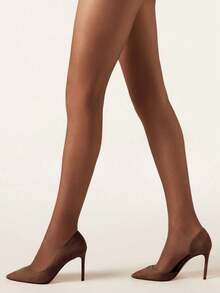 1 Pair Of Ultra-Thin Sexy Scratch Resistant Pantyhose 10D Plus Size Women's Transparent Stockings Leggings Fashionable Solid Color Minimalism Suitable For Spring,Summer,And Autumn - Coffee Brown - View 6