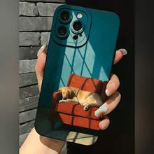 2026 nueva funda de teléfono esmerilada, diseño de perro en sofá rojo para iPhone 17 y modelos de , funda de protección para teléfono, regalo de funda de pareja para novio y novia, presente de vacaciones - Blanco antiguo - Ver 3