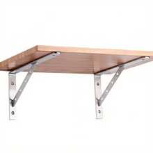 2个不锈钢三角支架，壁挂式货架支架，重型支撑，壁挂式工作台支架，五金配件 - 銀色 - 查看 1