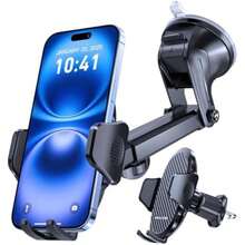 Miracase Soporte Celular Automóvil [Grado-Militar 3 en 1 Potente Ventosa] Doble Gancho Metálico Porta Celular Auto para Parabrisas/Salpicadero/Ventilación, Universal Todos los Celular de 4.0''-7.2''(4 en 1 salpicadero mejorado y parabrisas y rejillas de ventilación) - Multicolor - Ver 2