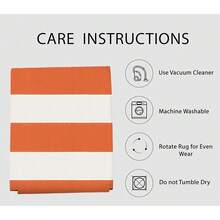 IOHOUZE Fall Door Mat 27.5inch X 43inch Orange White Striped Area Rug Washable Front Porch Rug Striped Door Mat Outside Entrance Entryway Doormat For Fall, Halloween, Than1ks 1giving Porch Decor,One-Size,OrangeWhiteStripe24inchx38inchRectangular - 橙白條紋 24吋x38吋長方形 - 查看 6