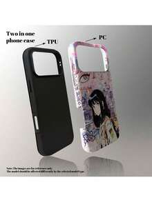 Funda de teléfono SamsungA 1pc Anime Girl con impresión de fondo de ciudad, hecha de una carcasa protectora duradera de PC+ dos en uno.Su diseño robusto de doble capa ofrece excelente protección contra caídas y resbalones, compatible con iPhone 17/16/15/14/13/12/11 Pro y 17 P. - Blanco - Ver 5