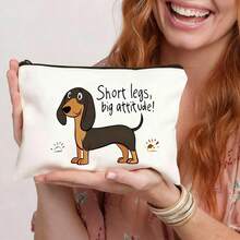 腊肠犬图案布艺化妆包 - 女士旅行洗漱化妆包 - 送给腊肠犬爱好者的礼物 - 情人节主题腊肠犬妈妈礼物，DIY手工，串珠收纳，串珠和珠宝制作