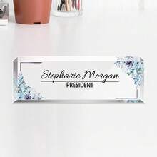 1pc Personalized Acrylic Custom Name Plates For Office Desks,Customize Text,20 Styles,Office Nameplate Engraved With Flower Patterns,Custom Desk Name Plate Personalized, Acrylic Name Plate For Desk, Office Desk Decor For Women And Men - Multicolor - View 13