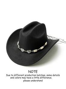 1pc Unisex Solid Color Western Cowboy Hat, Soft Wool Felt Material, Heart Rhinestone Metal Star Beaded Decor, Suitable For Back To School, Party, Western Theme Event, Gathering, Valentine's Day, Graduation, Masquerade, Holiday, Birthday, Music Festival, Mother's Day, Travel, Hiking, Daily Wear, Fashion & Versatile - Style 1 - View 10