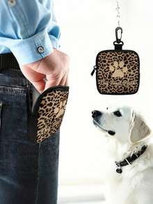 Ziplock Polyester Dog Training Treat Bag - Portable Pet Snack Pouch, Suitable For Outdoor Activities And Dog Walking, Available In Multiple Colors (Leopard Print, Cow Print, Silver), Ideal For Dog Owners And Trainers As Travel Pet Treat Container - Multicolor - View 5