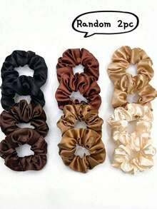 1/2/12件套丝滑发圈，黑色和棕色缎面发绳，马尾辫发圈，丝绸发带，发圈，发饰