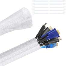 Organizador de Cables, Manguitos de Cable Cubre Cables Protector para Cables 10 Piezas Bridas Reutilizables Funda de Cable para protección y Cable Management(8M-13mm Blanco),36986239 - Mostaza Amarilla - Ver 1