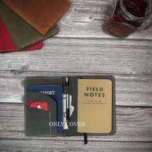 - Funda de piel para notas de campo, cubierta de pasaporte, cubierta de piel para cuaderno de 8,9 x 14 cm, con soporte para bolígrafo, solo cubierta, Gris, Vintage,36988034 - Marrón Chocolate - Ver 6