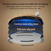 720 Degree Rotatable Foldable Wooden Base With Metal Stand, Compatible With Smartphones And Tablets