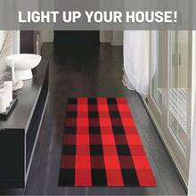 IOHOUZE Christmas Buffalo Plaid Rug 2x3 Ft Outdoor Indoor Doormat Red Black Checker Washable Area Rug Woven Cotton Checkered Front Porch Mat Christmas Decor For Front Door Entryway Home Entrance,One-Size,RedandBlack2x3Rectangular - Persegi Panjang Merah dan Hitam 2x3 - View 4
