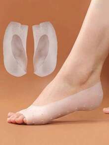 1 Pair Fish Mouth Open Design Invisible Non-Slip Comfortable Insoles, Suitable For Casual Wear, Breathable And Absorbent - White - View 1