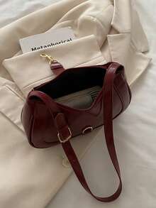 1个复古简约新月形可调节肩带斜挎包，适合约会、外出、聚会，小巧便携 - 紅色 - 查看 4