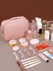 Travel Toiletry Bag - Space-Saving, Easy To Use, PU Material, Large Capacity Cosmetic Storage Box, Suitable For Travel, Multi-Functional Storage Bag, Great For Outdoor Use, Suitable For Student Back To School, Cosmetics And Toiletries Storage, Portable Free Compartment, Large Capacity, Neat And Tidy, Suitable As A Gift For Valentine's Day, Halloween, Mother's Day, Essential For College In Autumn, Travel Essential Holiday Vacation Bag, Ladies Cosmetic Bag Cosmetic Storage Bag