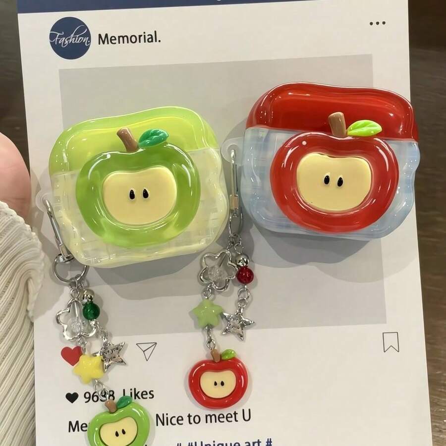 一套水晶苹果梨造型保护套，兼容苹果Pro 2、3/4，无线蓝牙耳机套，适合作为圣诞节和新年礼物 - 綠色 - 查看 1